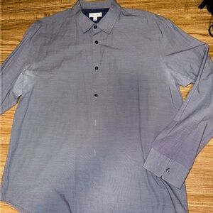 Calvin Klein Men’s Button Down Shirt Large Gray Micro Stripe Contrast Cuff L